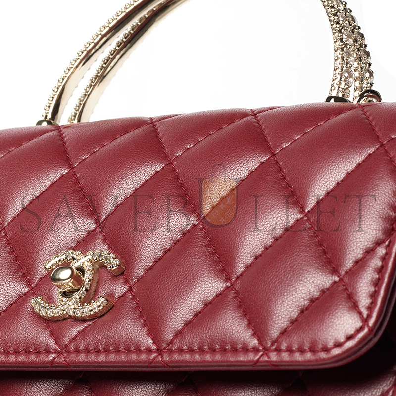 CHANEL CLUTCH WITH CHAIN LAMBSKIN, DIAMANTÉ & GOLD METAL AP4831 (21*13*6.5cm)